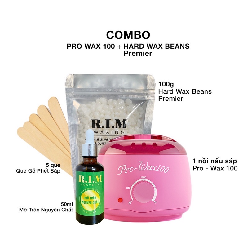 Combo 100gr Wax Beans Úc + nồi pro 100 + mỡ trăn R.I.M