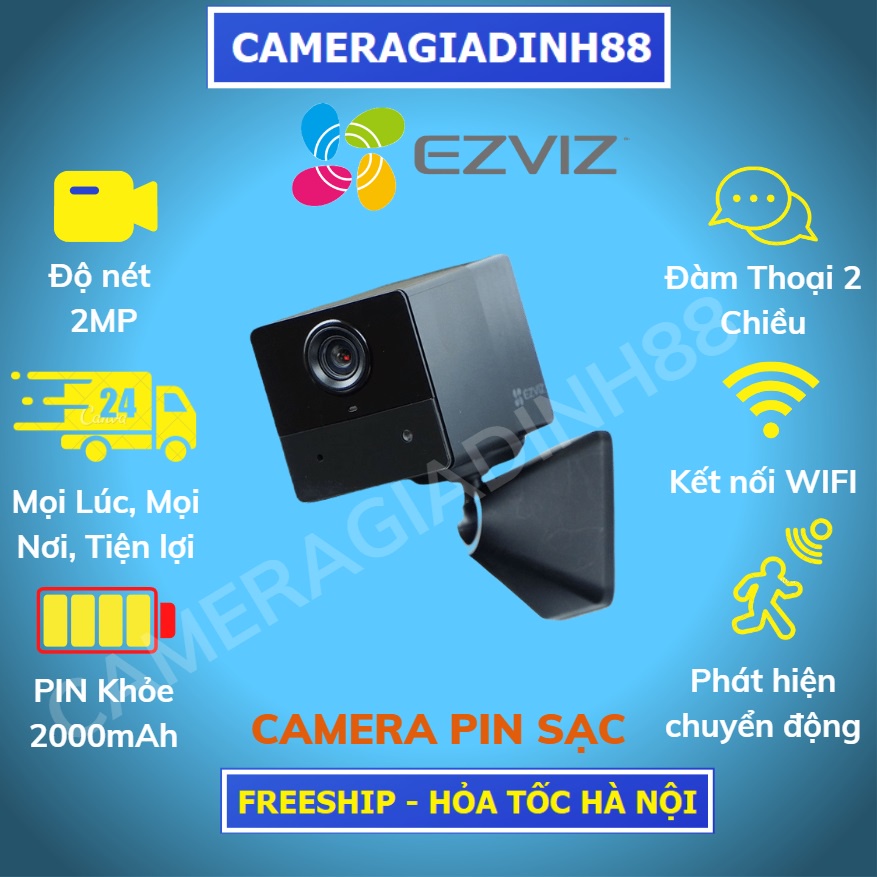 Camera WIFI Trong Nhà Pin sạc EZVIZ BC2 2MP hàng chính hãng EZVIZ