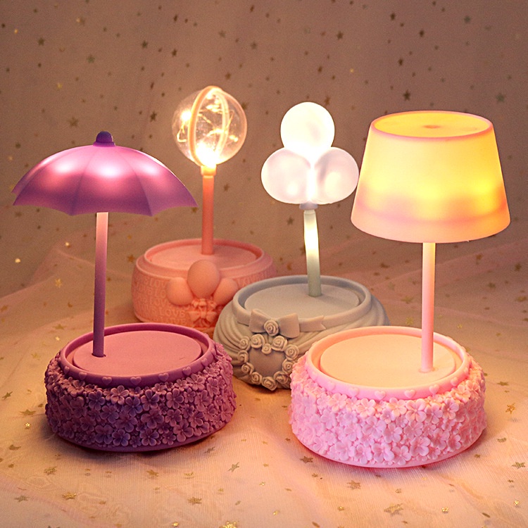 Cartoon Music Lamp Plastic Crafts Lovely Music Small Desk Lamp Music Box Desktop Bedside Small Night Light Home Decoration Star Lamp