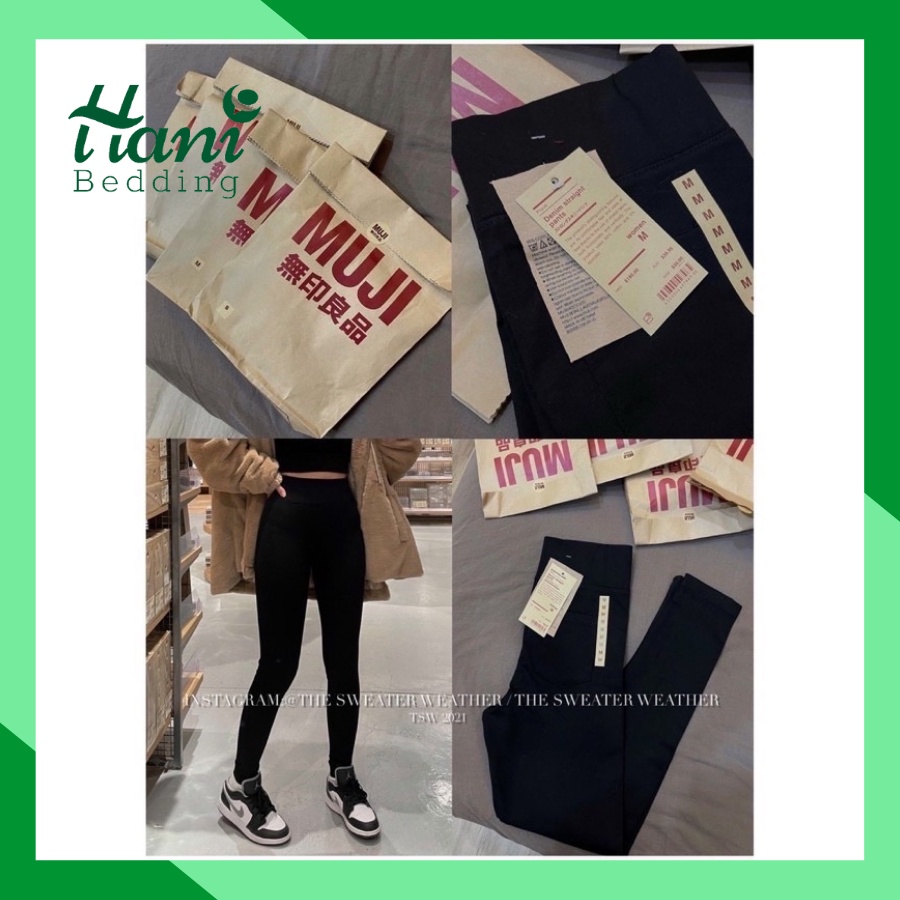 Quần Legging hàng muji cạp cao gen bụng chất dày full túi giấy
