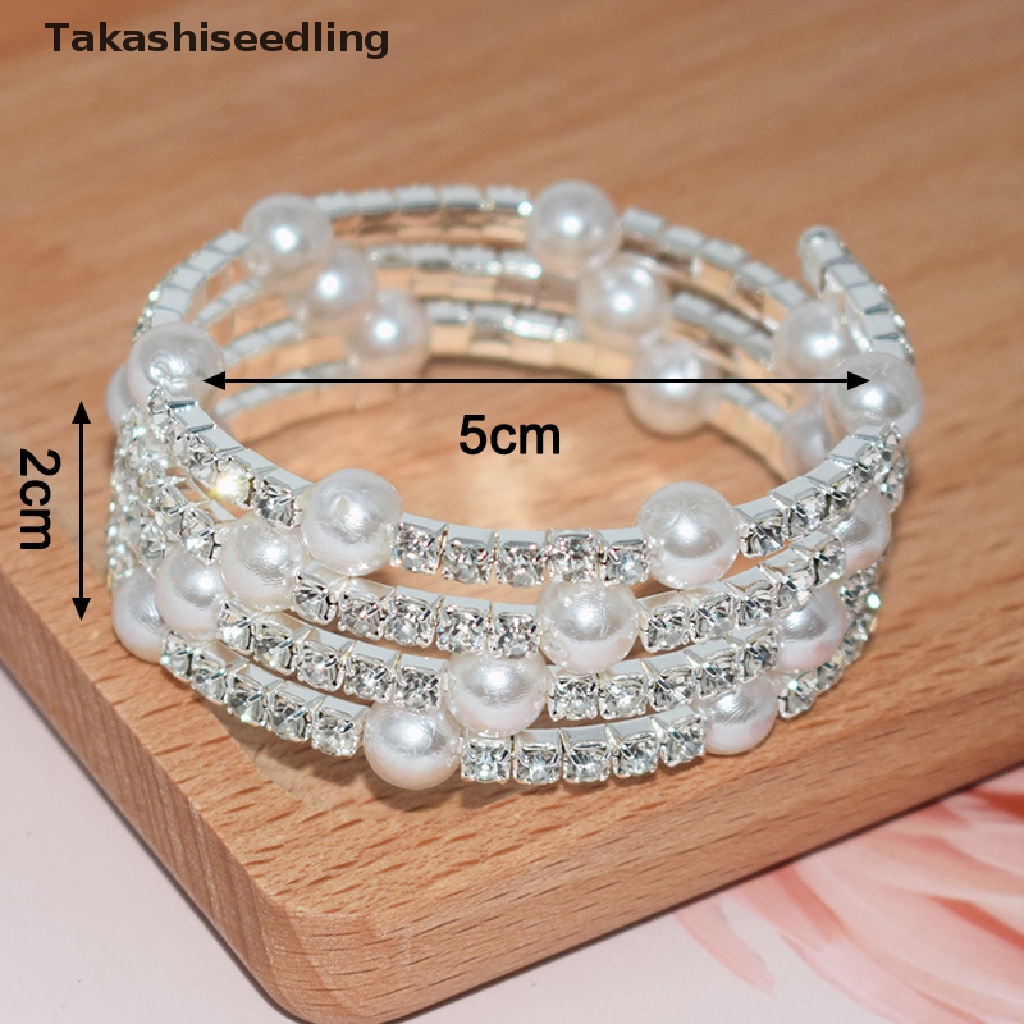 (Takashiseedling) Vòng Tay Ngọc Trai Giả Nhiều Lớp Thanh Lịch Co Giãn Trang Sức Cô Dâu Quà Tặng Bán Chạy