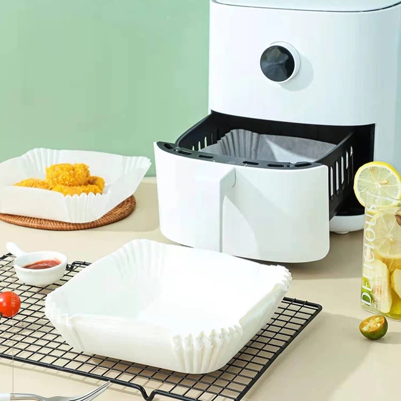 Set 50/100 Giấy Lót Nồi Nướng BBQ Hình Vuông Dùng Một Lần