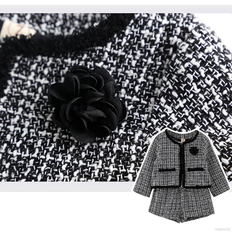 Set áo khoác cổ tròn + Quần dài cho bé gái