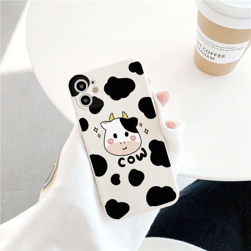 Ốp lưng iphone hình bò sữa lucky star cạnh vuông bảo vệ camera cho ip 7plus/8plus/x/xs/xsmax/11/12/13/promax