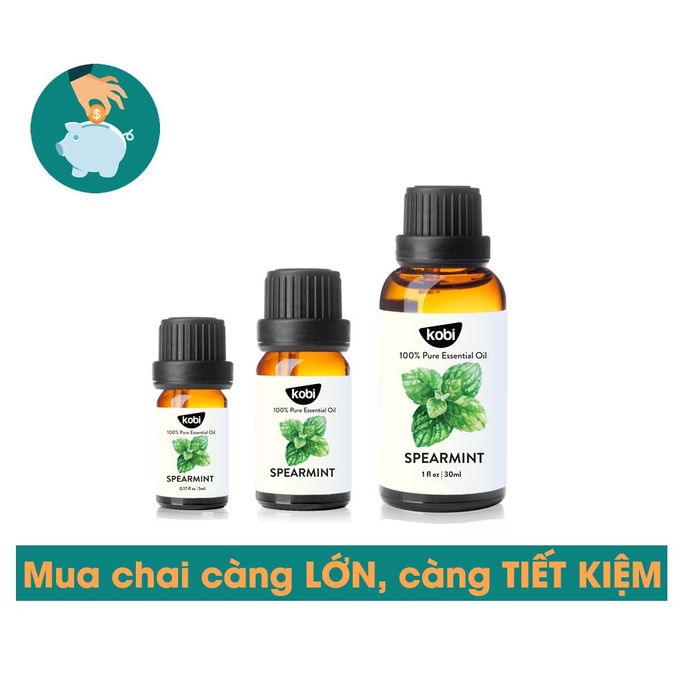 Tinh dầu Bạc Hà Lục Kobi Spearmint essential oil giúp thanh lọc không khí, giảm căng thẳng hiệu quả - 30ml