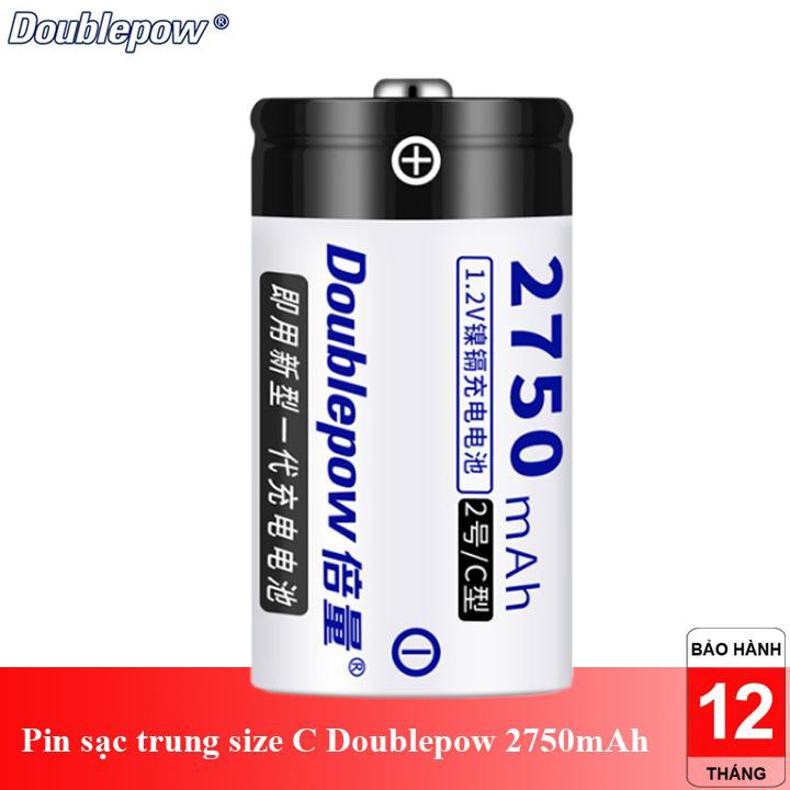 Pin trung sạc Doublepow cỡ C 2750mAh 1.2V dung lượng thật chính hãng