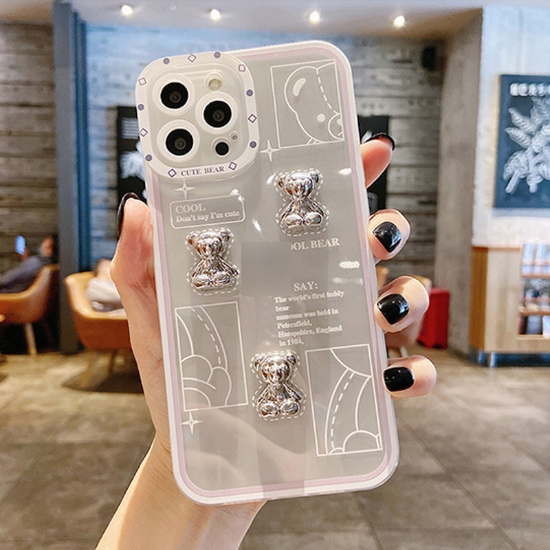 Ốp Điện Thoại In Hình Gấu 3D Cho IPhone 13 12 11 Pro Max XS Max XR X 8 7 Plus