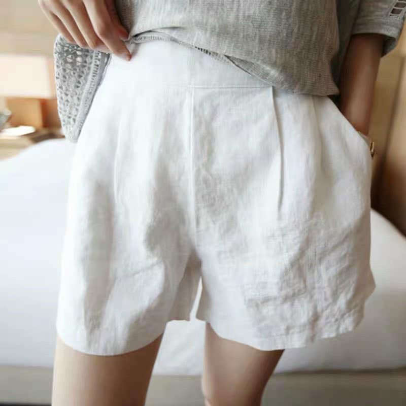 Quần Short Nữ Chất Đũi Cuộn Zara Chun Sau Mềm Mại