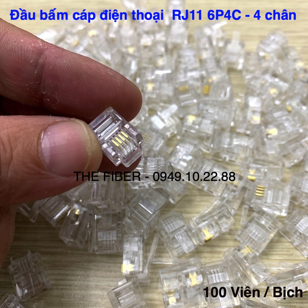 Đầu bấm line điện thoại RJ11 6P4C - Loại 4 chân