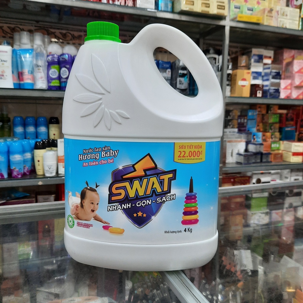 Nước lau sàn nhà Swat hương baby can 4kg