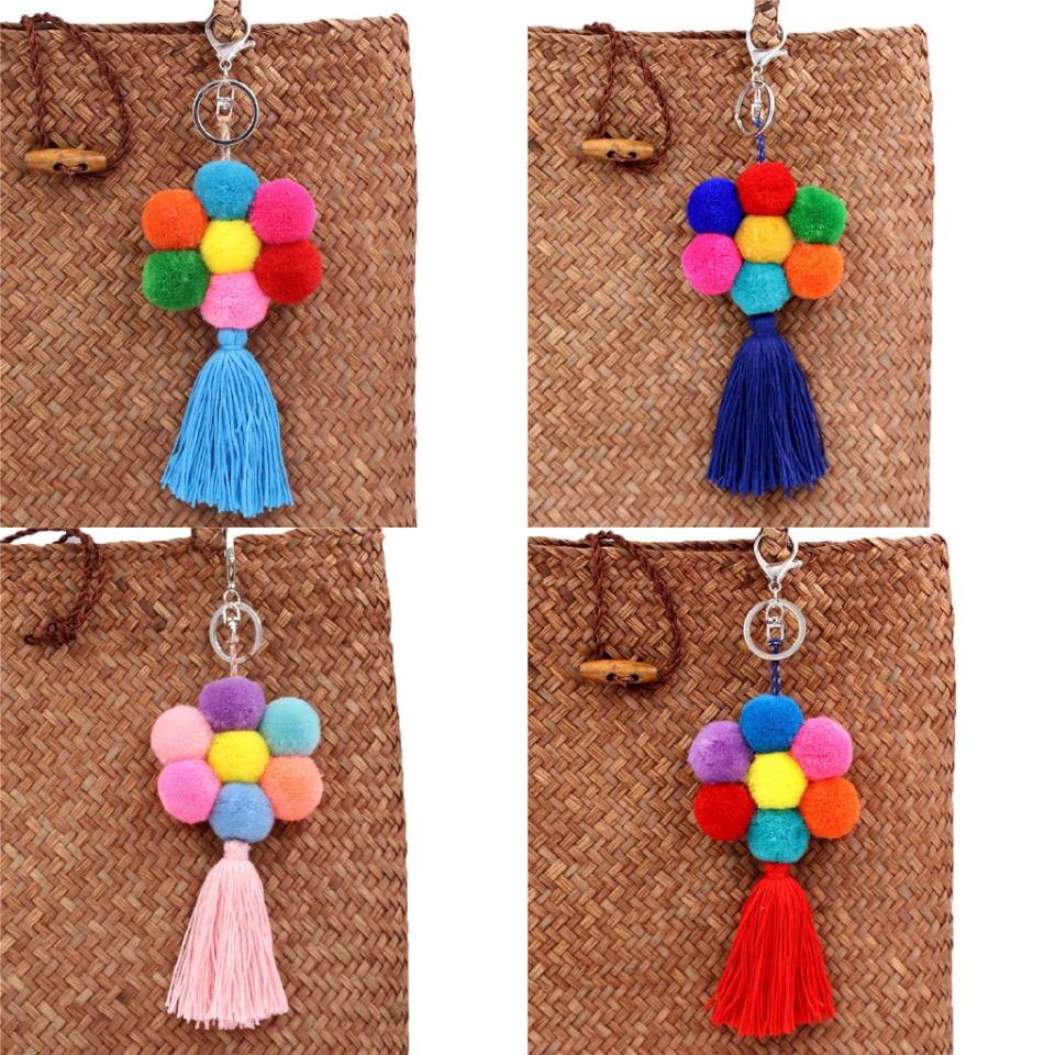 Móc khóa hình bóng lông phong cách dân tộc thời trang