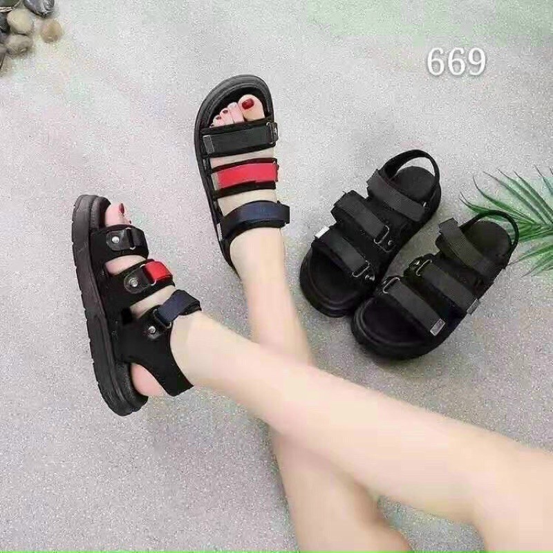 dép sandal quai hậu nữ 3 dây dù có 2 màu