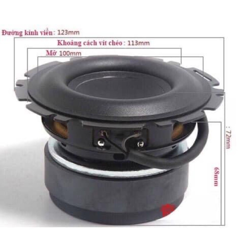 Loa trầm tháo máy 4,5inch Cạnh cao su siêu lớn cao cấp