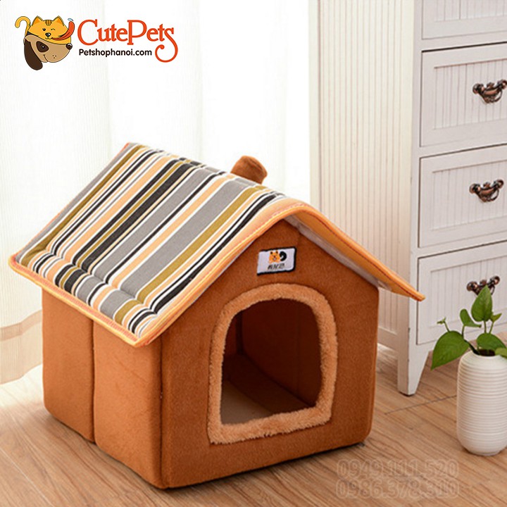 Nhà đệm nỉ hình nhà mái Ngói - Nệm Cho Thú Cưng - CutePets