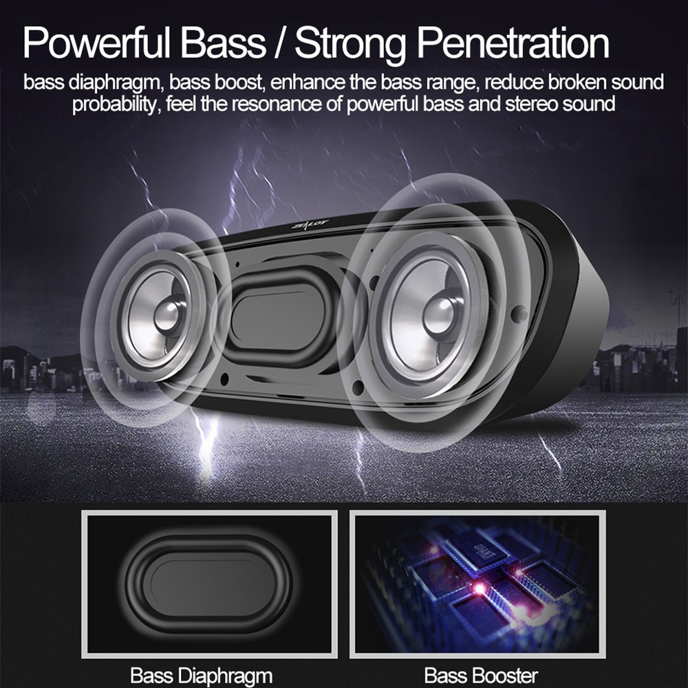 ZEALOT S9 Bass Stereo Loa không dây Bluetooth Hỗ trợ Thẻ nhớ Micro SD USB AUX Micrô có dây