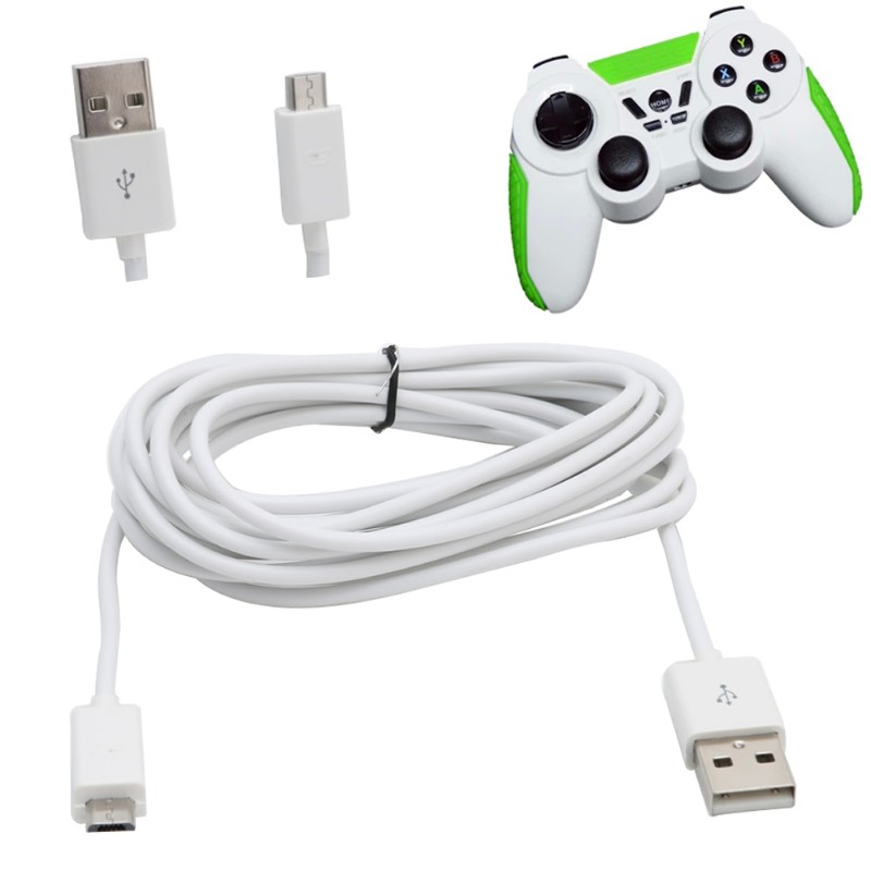 POWER Dây Cáp Sạc Dài 3m Cổng Micro Usb Cho Tay Cầm Chơi Game Ps4