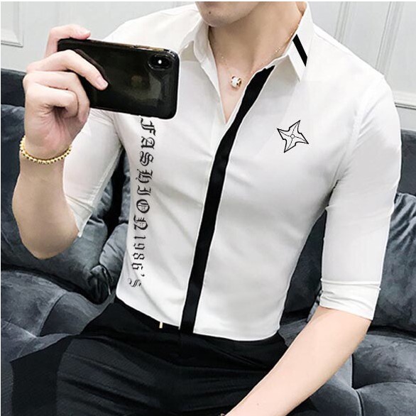 Áo sơ mi nam lụa trắng phi tiêu cao cấp(ảnh thật) _fashionneww