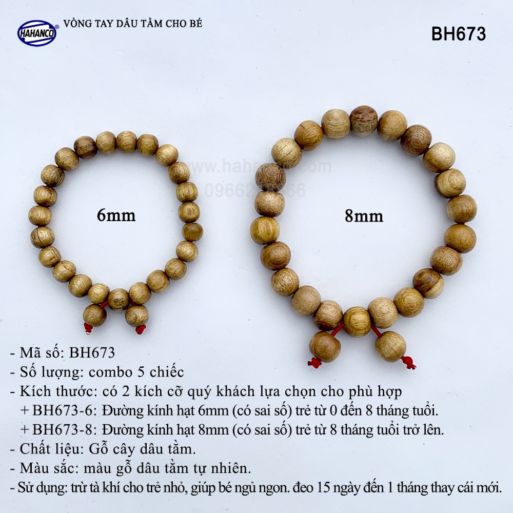Combo 5 Chiếc Vòng Dâu Tằm HAHANCO Cho Bé Ngủ Ngon - BH673