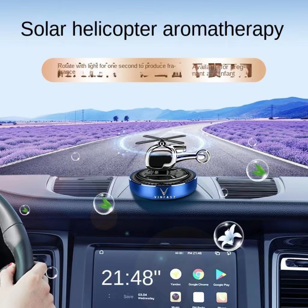 Máy Khuếch Tán Tinh Dầu Xoay Khử Mùi Năng Lượng Mặt Trời Cho Xe Hơi VinFast VF8 VF9 VF E34 VF5 VF7 Lux2.0 Lux A2.0 Vf33