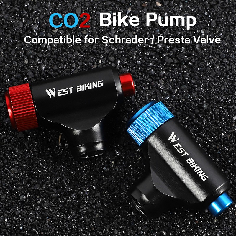 Bơm xe đạp WEST BIKING CO2 bằng hợp kim nhôm có van presta chuyên dụng
