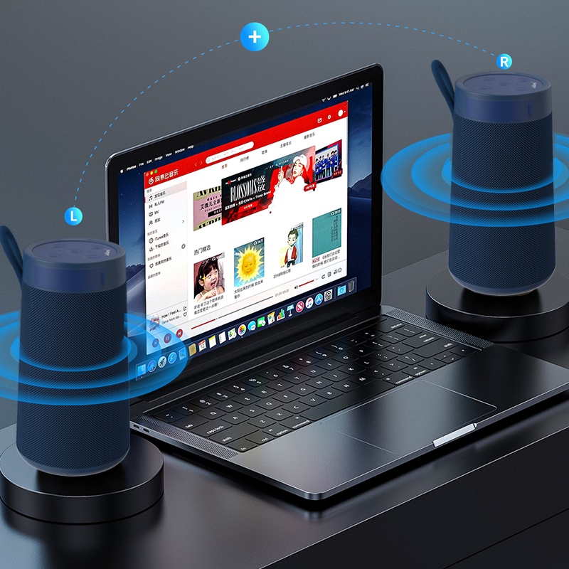 Loa bluetooth bass mạnh JUYUPU B0L2 Hifi Stereo kết nối ghép đôi với TWS 5.2 chống thấm nước IPX7 có quai cầm chống sốc