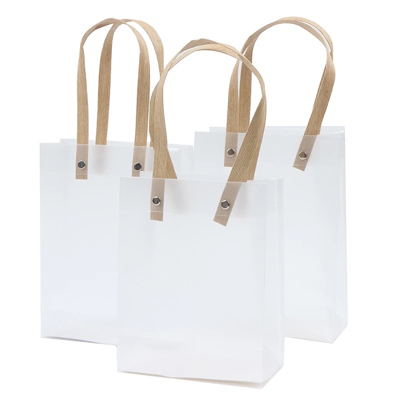 1 Túi Đựng Quà Bằng PVC Trong Suốt Có Tay Cầm Thời Trang