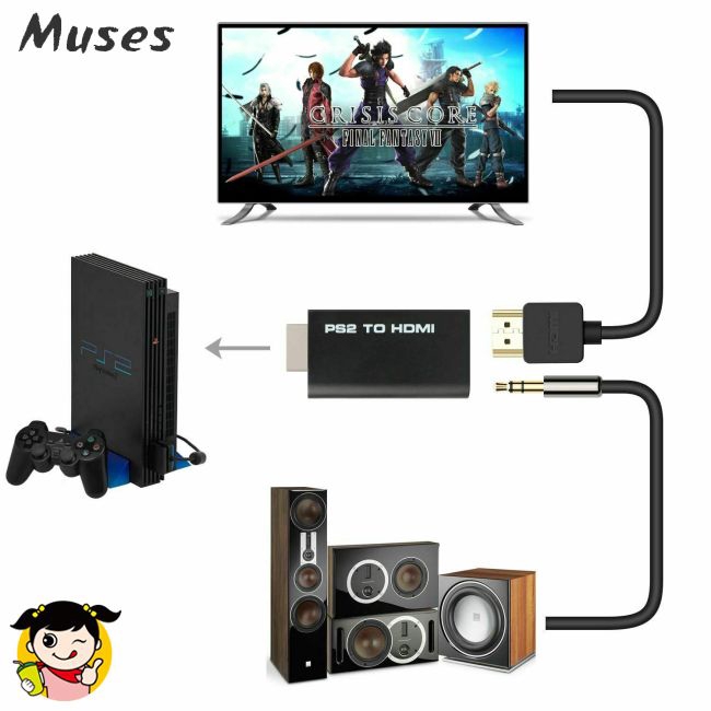 Muse07 Cáp chuyển đổi PS2 thành HDMI chất lượng HD dành cho máy chơi game Sony Playstation 2