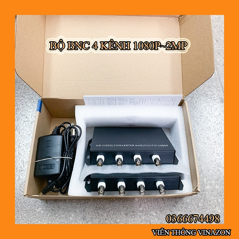 Bộ 2 Converter BNC Quang 4 Cổng BNC Dành Cho Camera 1080p Mắt 2.0Mbs