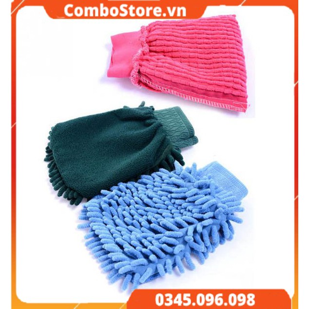 Găng tay rửa, sửa xe microfiber ô tô xe hơi san hô siêu mềm mịn tiện dụng