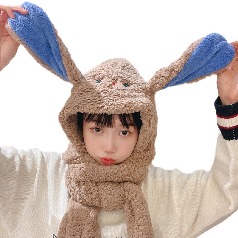 Set Mũ Khăn Choàng Cổ Tai Thỏ Kèm Găng Tay Giữ Ấm Mùa Đông