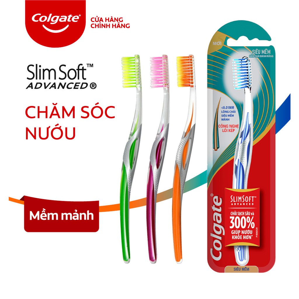 Bàn Chải Đánh Răng Colgate SlimSoft Advanced siêu mềm mảnh chăm sóc nướu