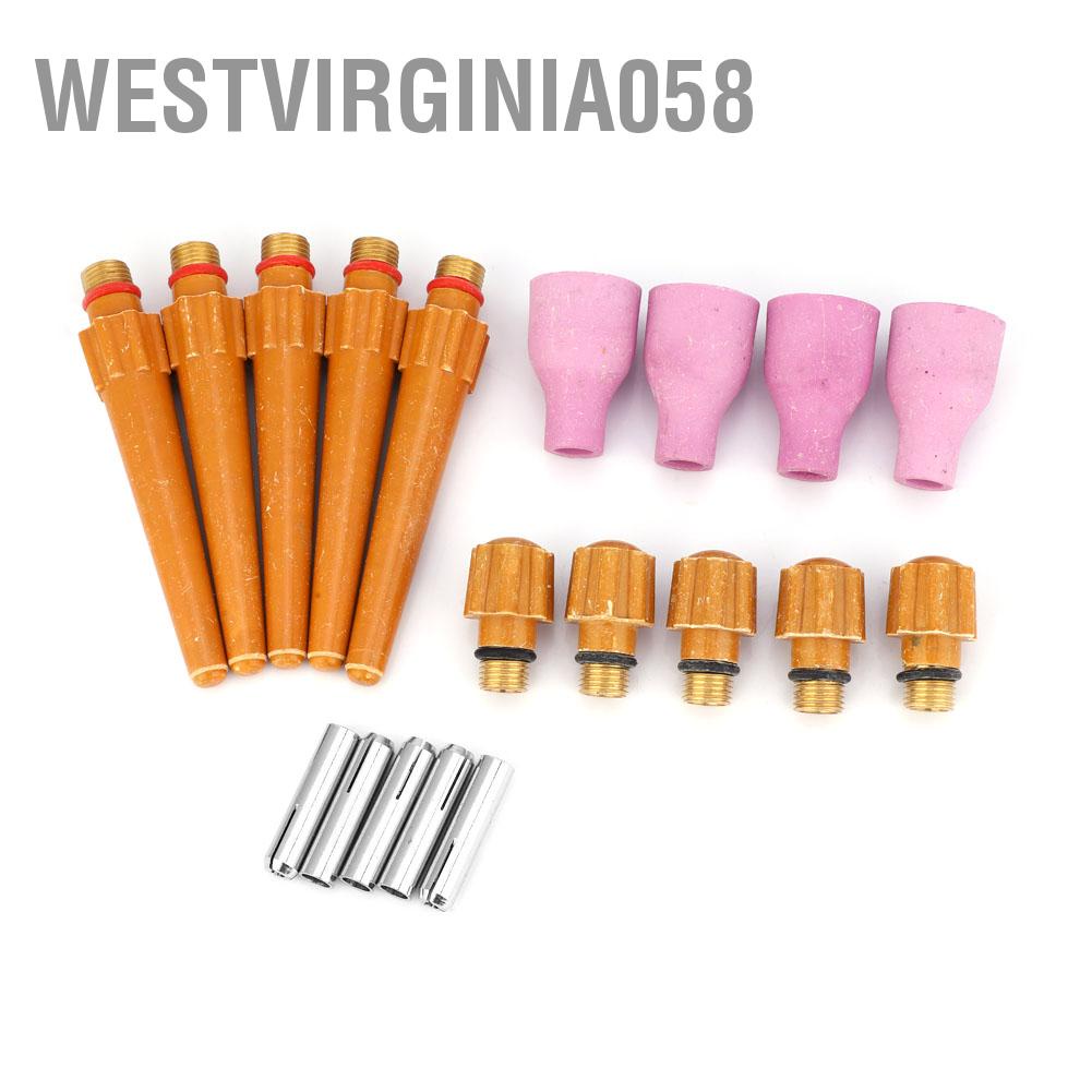 Westvirginia058 20pcs QQ300 TIG Welding Torch Consumables Ceramic Nozzle Collet Long &amp; Short Back Cap