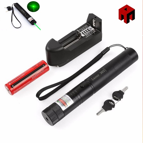 Đèn Laser Siêu Mạnh - Đèn Laze 303 Tia Sáng Xanh + Tặng Kèm Pin, Sạc