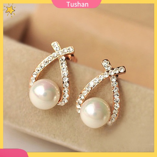 Đôi bông tai đính ngọc trai nhân tạo thời trang cho nữ