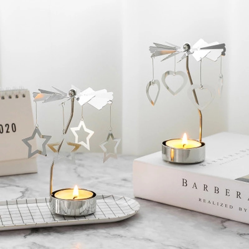 Giá đỡ đèn cầy bằng kim loại màu bạc phong cách retro lãng mạn tùy chọn kiểu dáng