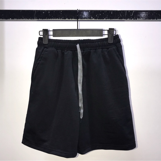 Quần short thun trơn basic unisex HOMIES cạp chun màu đen