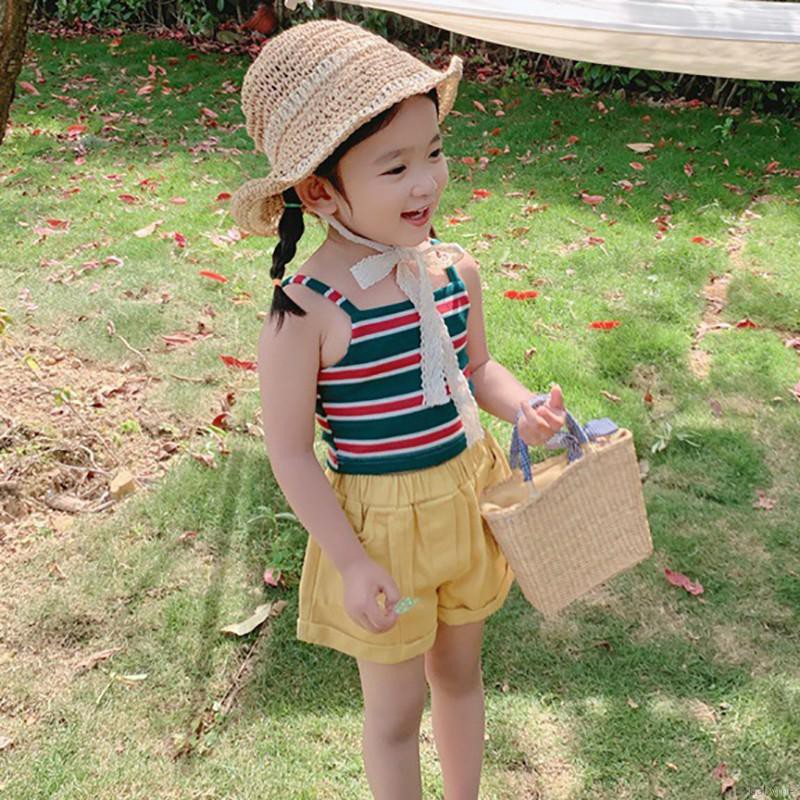 Áo cotton hai dây in họa tiết sọc thông thoáng thời trang mùa hè cho bé