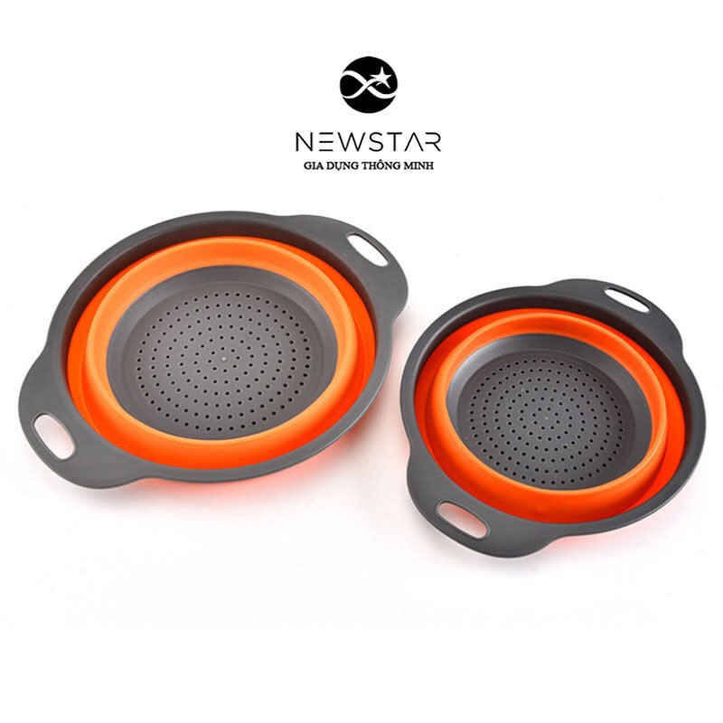 GIÁ SỈ] Bộ 2 rổ nhựa Silicon gấp gọn cực tiện lợi, Set 2 rổ gấp gọn silicon, Rổ rá gập gọn bằng nhựa silicon