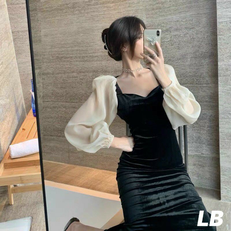 💋💋Váy nhung tay bồng🥰🥰