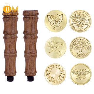 (Hàng Mới Về) Set 6 Con Dấu Sáp Kèm 2 Lõi Thay Thế Chuyên Dụng