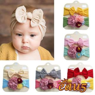 Bộ 2 cái băng đô cài tóc cho bé gái sơ sinh có đính nơ xinh xắn