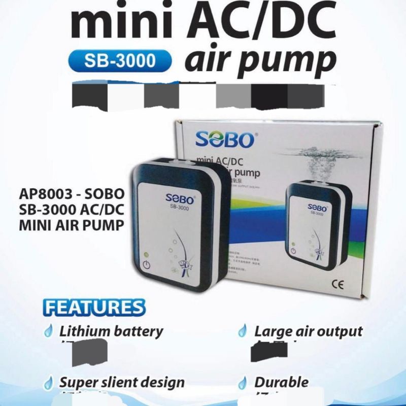 MÁY OXY TÍCH  ĐIỆN SOBO SB 3000 SB 4000  2 VÒI CHO HỒ CÁ CẢNH