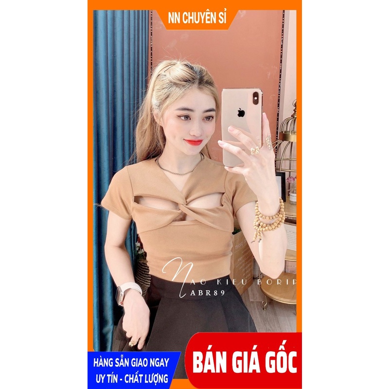 Áo kiểu nữ khoét ngực chất thun borip mềm co giãn lên phom tôn dáng Áo body nữ ABR89
