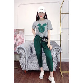 Set thể thao áo hoạt hình + quần thể thao nữ thiết kế CRAZYTEEN (SC0118)