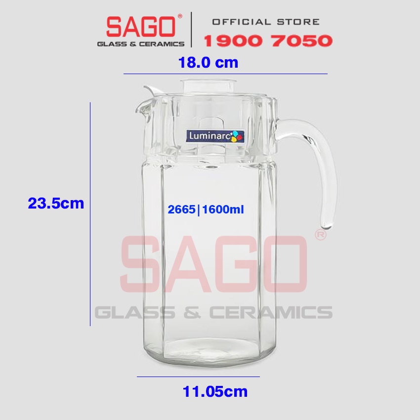 Bình Nước Thủy Tinh Luminarc Octime 1600ml | Thủy Tinh Luminarc Cao Cấp