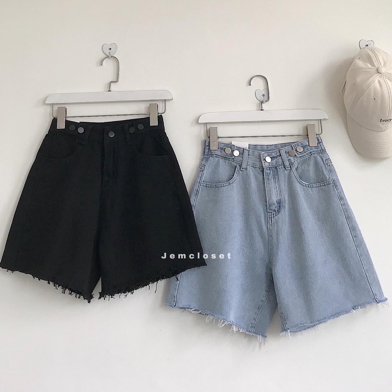 💕Quần Jeans Ngố Đai Nút Tua Lai