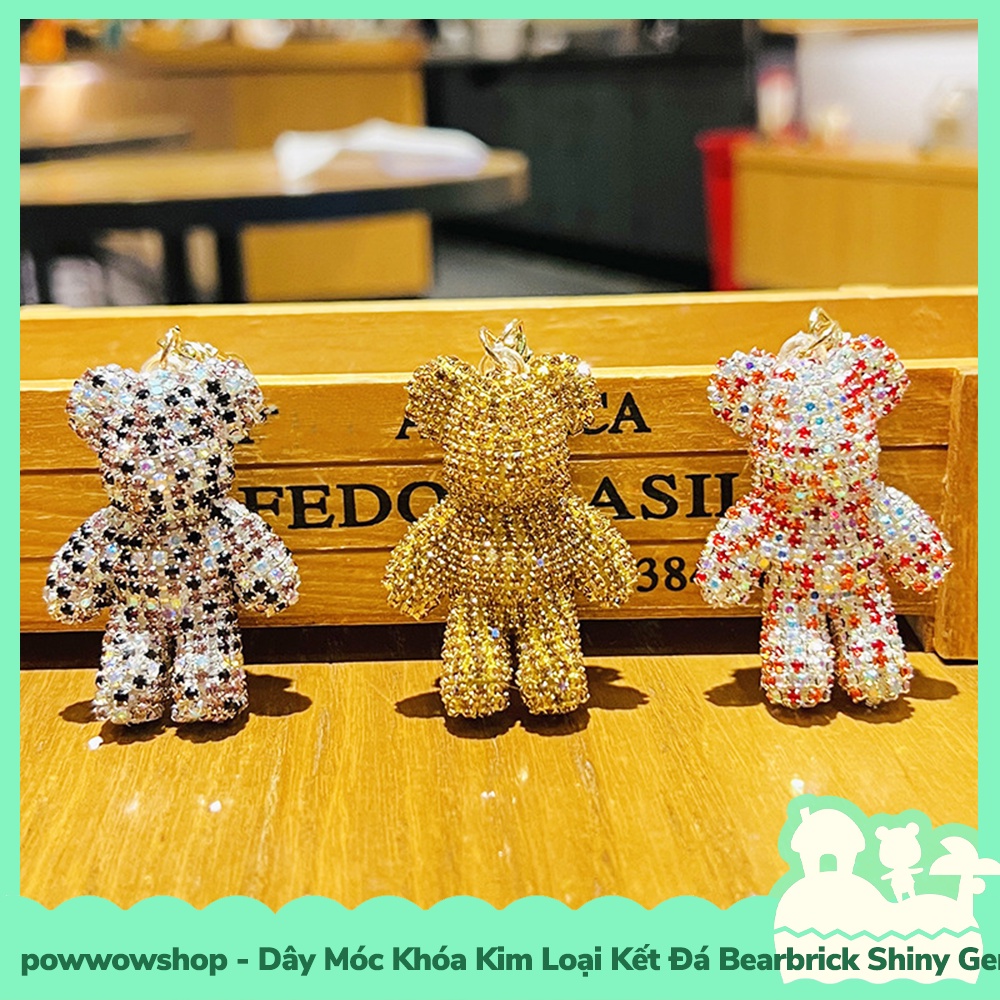 [Sẵn VN - Hỏa Tốc] Dây Móc Khóa Kim Loại Đính Đá Phong Cach Bearbrick Shiny True Gem
