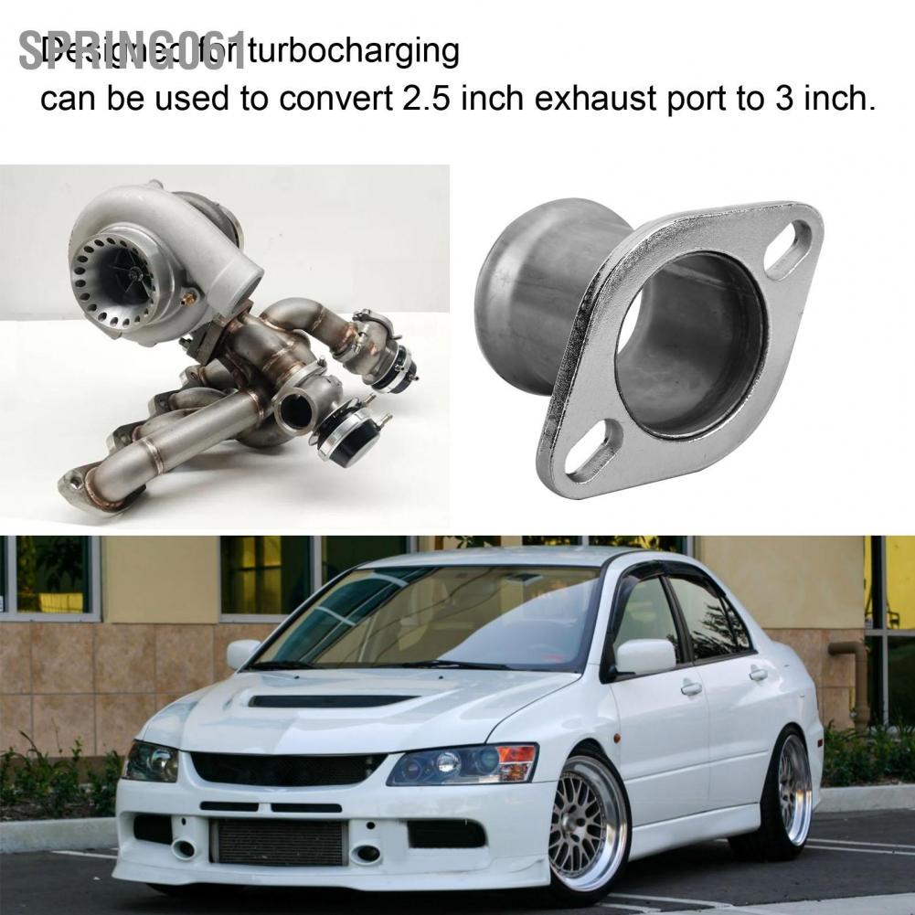 Spring061 2 Bolts Exhaust Flange 3in Stainless Steel Pipe to 2.5in Downpipe Turbo Adapter