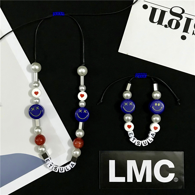 vòng cổ Hình Mặt Cười Đính Ngọc Trai Phong Cách Hip Hop