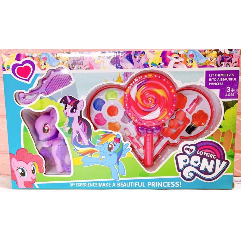 Bộ đồ chơi trang điểm phấn thật kẹo lolipop & ngựa pony